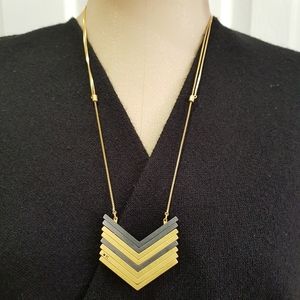 MADEWELL ARROWSTACK Statement Necklace Adjustable Goldtone Chain Chevron Arrow